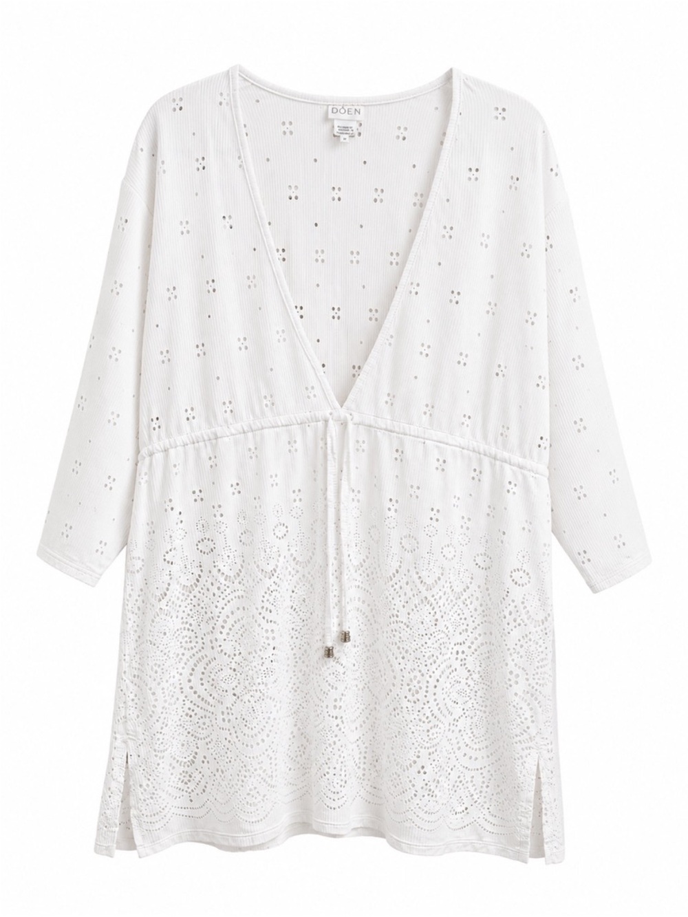 Dotti White Crochet Drawstring Beach Cover-Up Small